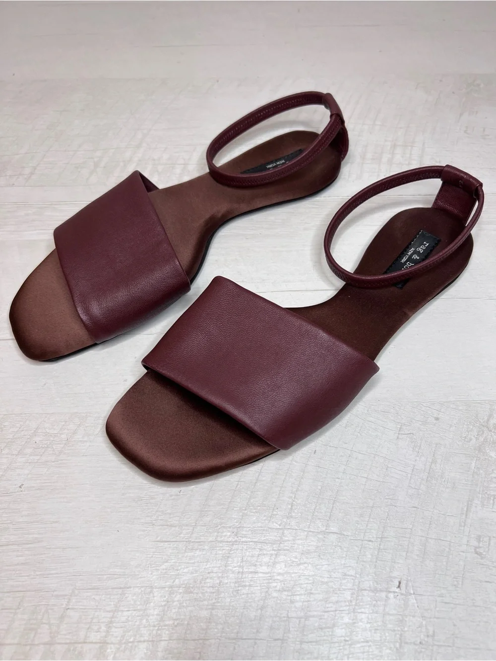 Rag & Bone Ellory Leather Ankle-Cuff Flat Foldable Sandals in Rust
